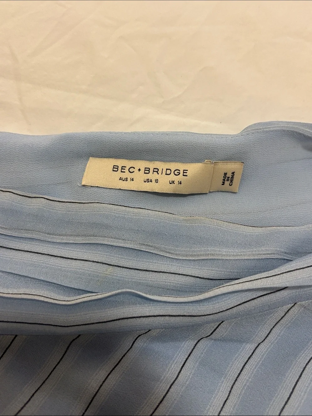 Bec and Bridge Esra mini skirt in baby blue with stripes